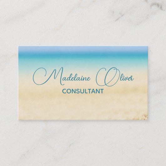 Beach Blue Ocean Coastal QR Code Modern  名刺 (正面)