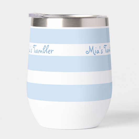 Beach Blue Strp PERSONALIZED Insulated Tumbler Cup (右面)