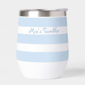 Beach Blue Strp PERSONALIZED Insulated Tumbler Cup (左面)