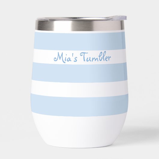 Beach Blue Strp PERSONALIZED Insulated Tumbler Cup (左面)