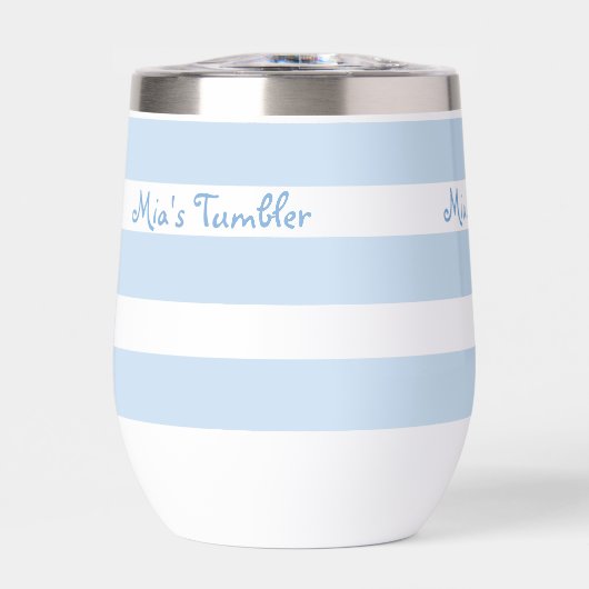 Beach Blue Strp PERSONALIZED Insulated Tumbler Cup (正面)