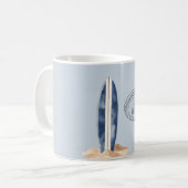 Beach Blue Surf Board コーヒーマグカップ (正面左)