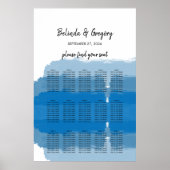 Beach Blue Watercolor Wedding Seating Chart ポスター (正面)