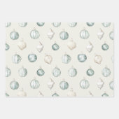 Beach Blue White Christmas Tree Ornaments ラッピングペーパーシート (正面3)