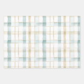 Beach Blue White Cream Plaid Christmas Ornaments ラッピングペーパーシート (正面3)