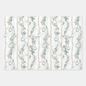 Beach Blue White Cream Plaid Christmas Ornaments ラッピングペーパーシート (正面2)