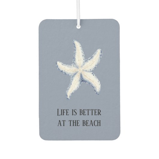 Beach Blue White Starfish Quote カーエアーフレッシュナー (正面)