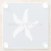Beach Blue White Starfish Quote ガラスコースター (裏面)