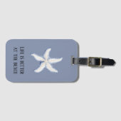 Beach Blue White Starfish Quote ラゲッジタグ (正面横)