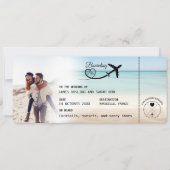Beach Boarding Pass Wedding Invitation with QR Cod 招待状 (正面)