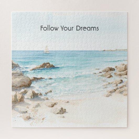 Beach Boat Ocean View  ジグソーパズル (縦)