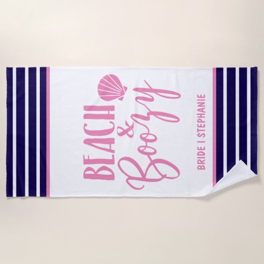 Beach & Boozy Personalized Bride ビーチタオル (正面)