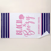 Beach & Boozy Personalized Bridesmaid ビーチタオル (正面)