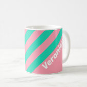 Beach Breeze Nostalgic Stripes with Name コーヒーマグカップ (正面右)