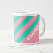 Beach Breeze Nostalgic Stripes with Name ジャンボコーヒーマグカップ (正面右)