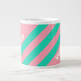 Beach Breeze Nostalgic Stripes with Name ジャンボコーヒーマグカップ
