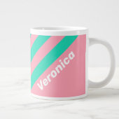 Beach Breeze Nostalgic Stripes with Name ジャンボコーヒーマグカップ (右)