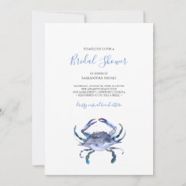 Beach Bridal Shower Invitations Watercolor Crab 招待状