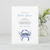 Beach Bridal Shower Invitations Watercolor Crab 招待状 (スタンド正面)