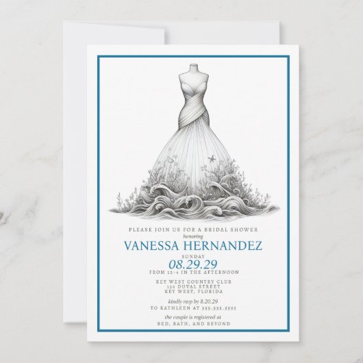 Beach Bride Bridal Shower 招待状 (正面)