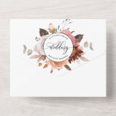 Beach, Burgundy赤面フローラ結婚RSVP Dietary  オールインワン招待状 (裏面)