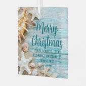 Beach Busines Seashells Custom Christmas Gift ガラスオーナメント (正面左)