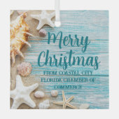 Beach Busines Seashells Custom Christmas Gift ガラスオーナメント (正面)