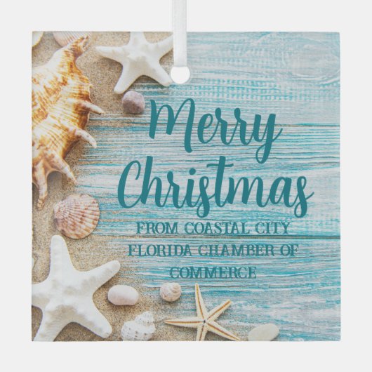 Beach Busines Seashells Custom Christmas Gift ガラスオーナメント (正面)