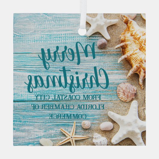 Beach Busines Seashells Custom Christmas Gift ガラスオーナメント (裏面)