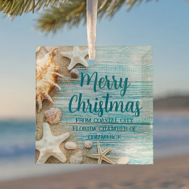 Beach Busines Seashells Custom Christmas Gift ガラスオーナメント