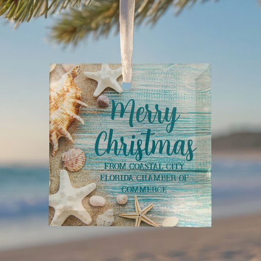 Beach Busines Seashells Custom Christmas Gift ガラスオーナメント