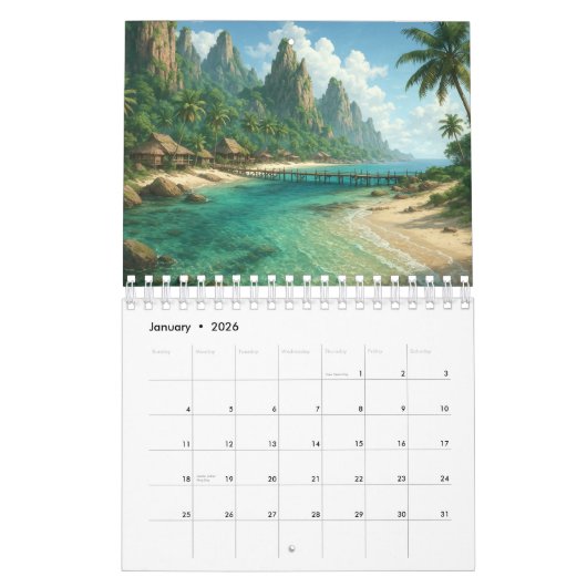 Beach Calendar 2026 カレンダー (1月 2026)