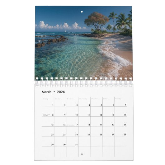Beach Calendar 2026 カレンダー (3月 2026)