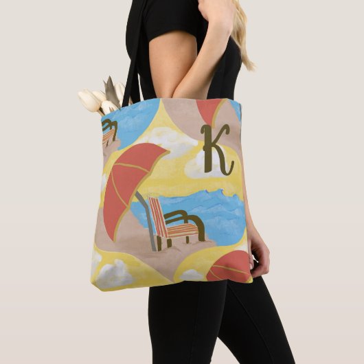 Beach Chair Art Custom Summer Tote トートバッグ (クローズアップ)