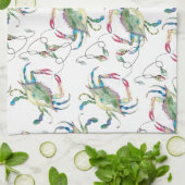 Beach Christmas Blue Crab キッチンタオル (折り畳み)