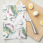 Beach Christmas Blue Crab キッチンタオル (四つ折り)