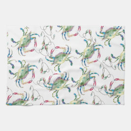 Beach Christmas Blue Crab キッチンタオル