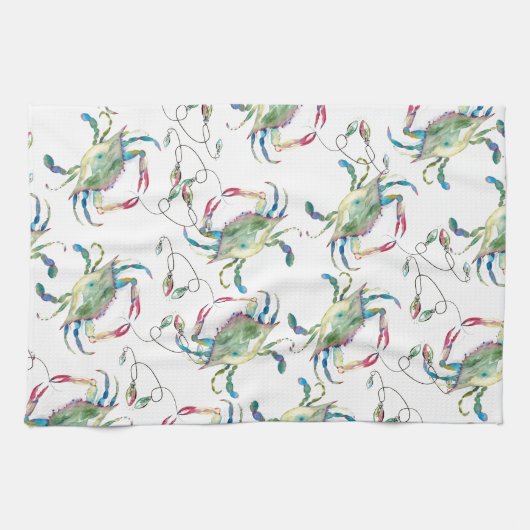 Beach Christmas Blue Crab キッチンタオル (横)