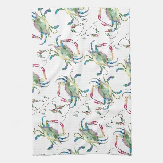 Beach Christmas Blue Crab キッチンタオル (縦)