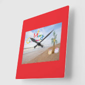 BEACH CHRISTMAS CHRISTMAS CLOCK スクエア壁時計 (傾斜)