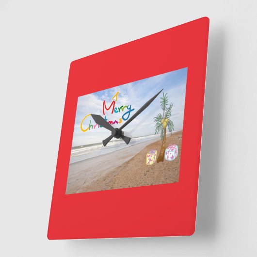 BEACH CHRISTMAS CHRISTMAS CLOCK スクエア壁時計 (傾斜)