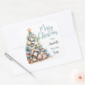 Beach Christmas Gift Tag Sticker スクエアシール (封筒)