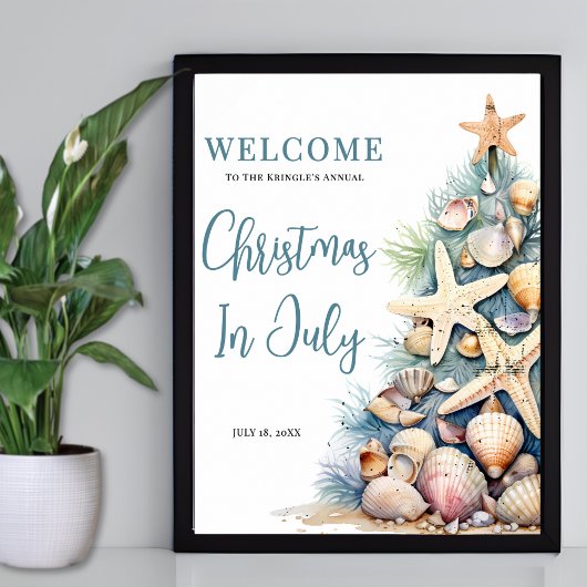 Beach Christmas Is July Welcome Sign ポスター