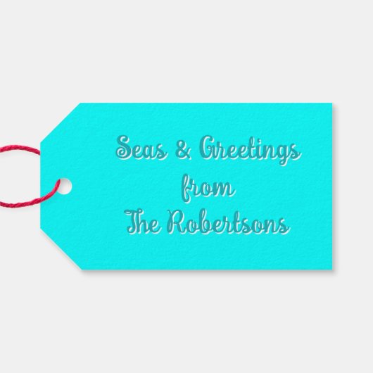 Beach Christmas Sandy Snowman Palm Trees ギフトタグ (裏面横)