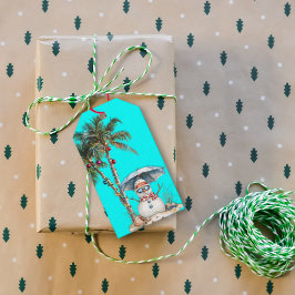 Beach Christmas Sandy Snowman Palm Trees ギフトタグ