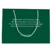 Beach Christmas with Surfer Santa Barbecue ラージペーパーバッグ (裏面)