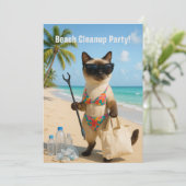 Beach Cleanup Party with cat lovers Invitation  招待状 (スタンド正面)