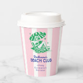 Beach Club Pink Stripes Retro Girl Birthday Party  紙コップ (正面)