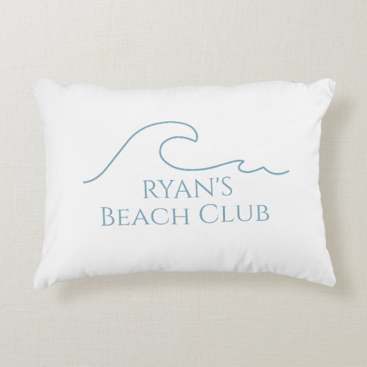 Beach Club Stripe Cabana Custom Name アクセントクッション (正面)