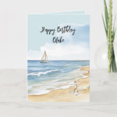 Beach Coast Ocean Boat Anchor Birthday カード (正面)